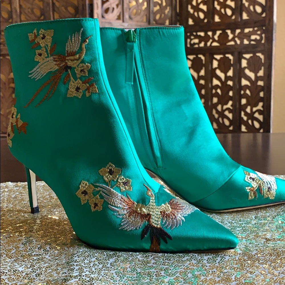 Zara green satin boots. Size 9 - Picture 1 of 4